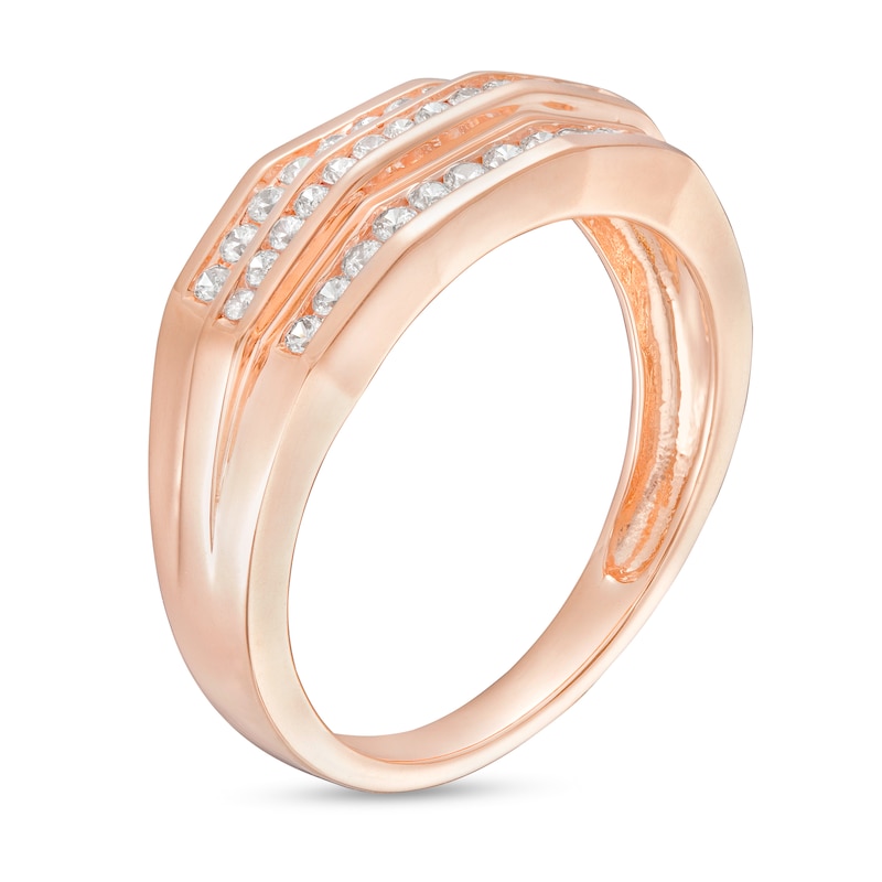 Main Image 3 of Men's 1/2 CT. T.W. Diamond Wedding Band in 10K Rose Gold