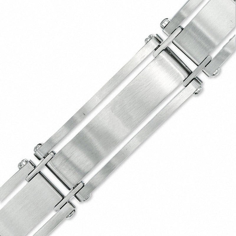 Men's 1/4 CT. T.W. Diamond Double Row Bracelet in Stainless Steel - 8.5"