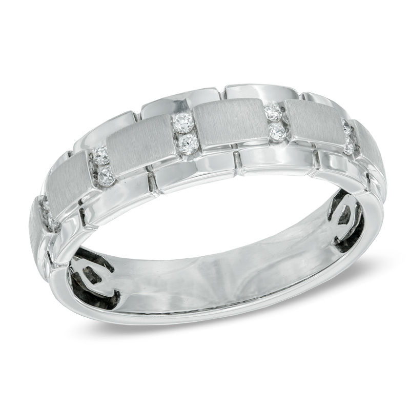 Men's 1/10 CT. T.W. Diamond Anniversary Band in 10K White Gold
