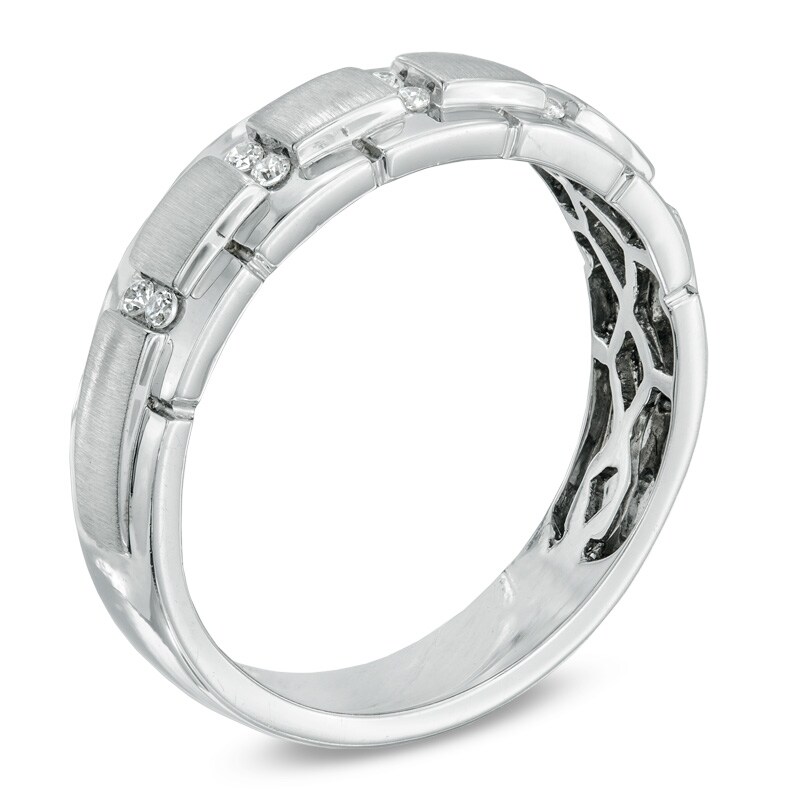 Men's 1/10 CT. T.W. Diamond Anniversary Band in 10K White Gold