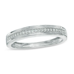 Men's 1/20 CT. T.W. Diamond Wedding Band in 10K White Gold