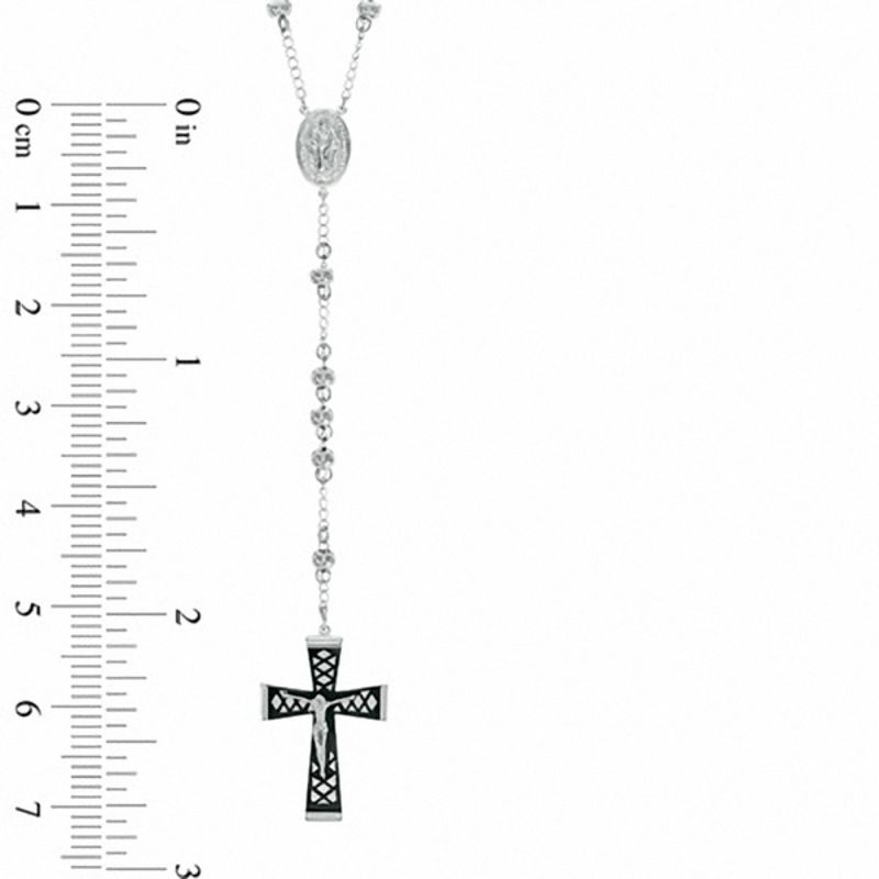 Men's Rosary Necklace in Two-Tone Stainless Steel - 24"