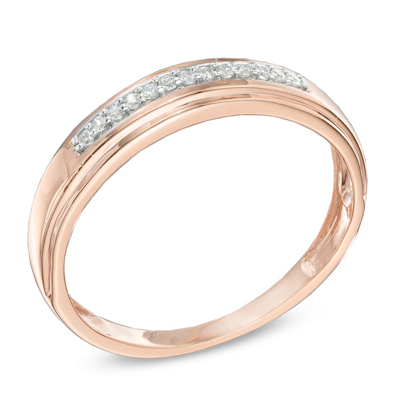 Main Image 2 of 1/10 CT. T.W. Diamond Wedding Band in 10K Rose Gold