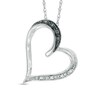 Enhanced Black And White Diamond Accent Tilted Heart Pendant In Sterling Silver