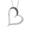 Blue And White Diamond Accent Tilted Heart Pendant In Sterling Silver