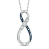 Thumbnail Image 0 of Enhanced Blue and White Diamond Accent Infinity Pendant in Sterling Silver