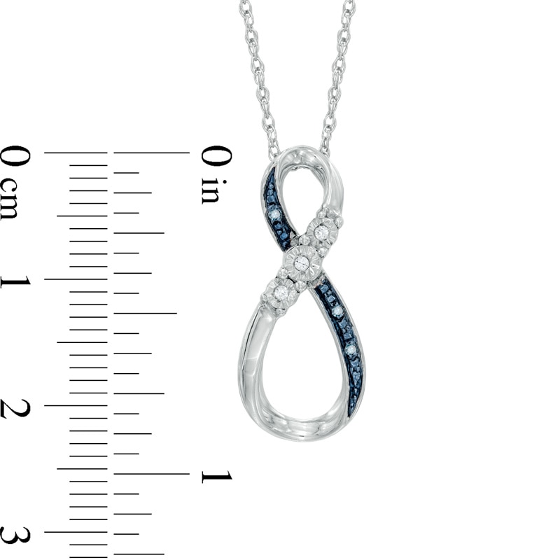 Enhanced Blue and White Diamond Accent Infinity Pendant in Sterling Silver