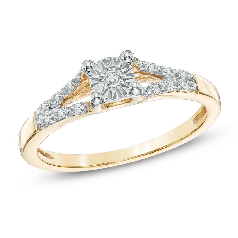Main Image 1 of 1/20 CT. T.W. Diamond Split Shank Promise Ring in 10K Gold