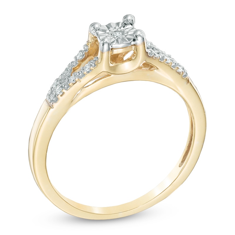 Main Image 2 of 1/20 CT. T.W. Diamond Split Shank Promise Ring in 10K Gold