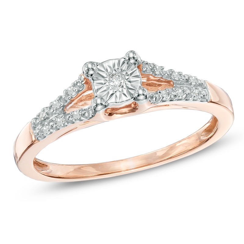 Diamond Accent Split Shank Promise Ring in 10K Rose Gold