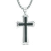 Thumbnail Image 1 of Men's Carbon Fiber Stacked Cross Pendant in Two-Tone Stainless Steel - 24"
