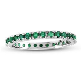 Emerald Eternity Band in 14K White Gold
