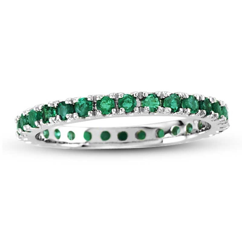 Main Image 1 of Emerald Eternity Band in 14K White Gold