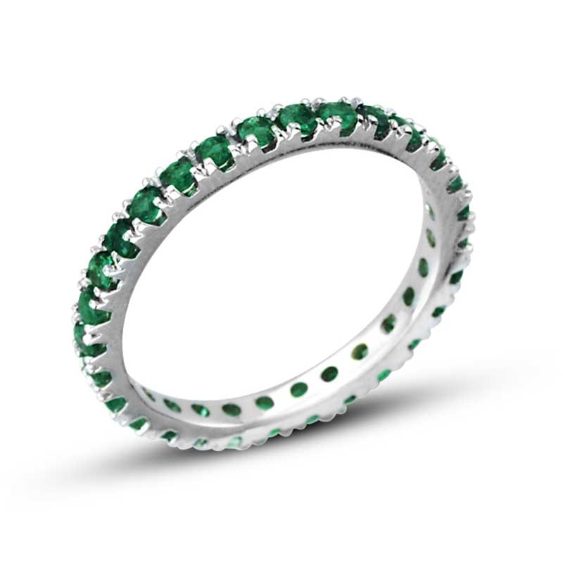 Main Image 2 of Emerald Eternity Band in 14K White Gold