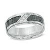 Thumbnail Image 0 of Men's 1/10 CT. T.W. Diamond Three Stone Grey Carbon Fiber Comfort Fit Stainless Steel Wedding Band