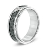 Thumbnail Image 1 of Men's 1/10 CT. T.W. Diamond Three Stone Grey Carbon Fiber Comfort Fit Stainless Steel Wedding Band