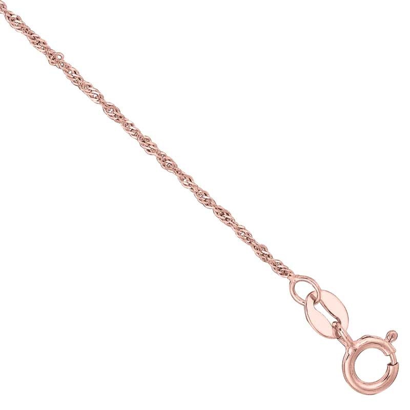 1.03mm Singapore Chain Necklace in Solid 14K Rose Gold - 18"