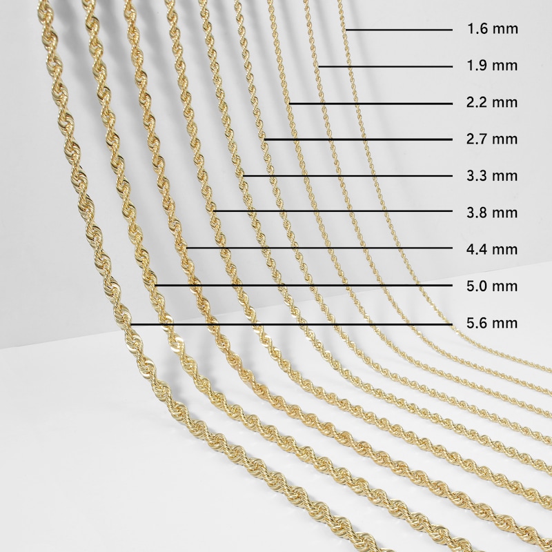Main Image 3 of Ladies' 0.76mm Rope Chain Necklace in Solid 14K White Gold - 16"