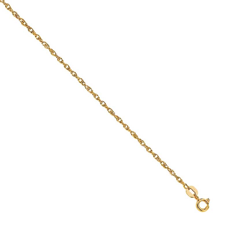 0.8mm Rope Chain Necklace in Solid 14K Gold - 18"