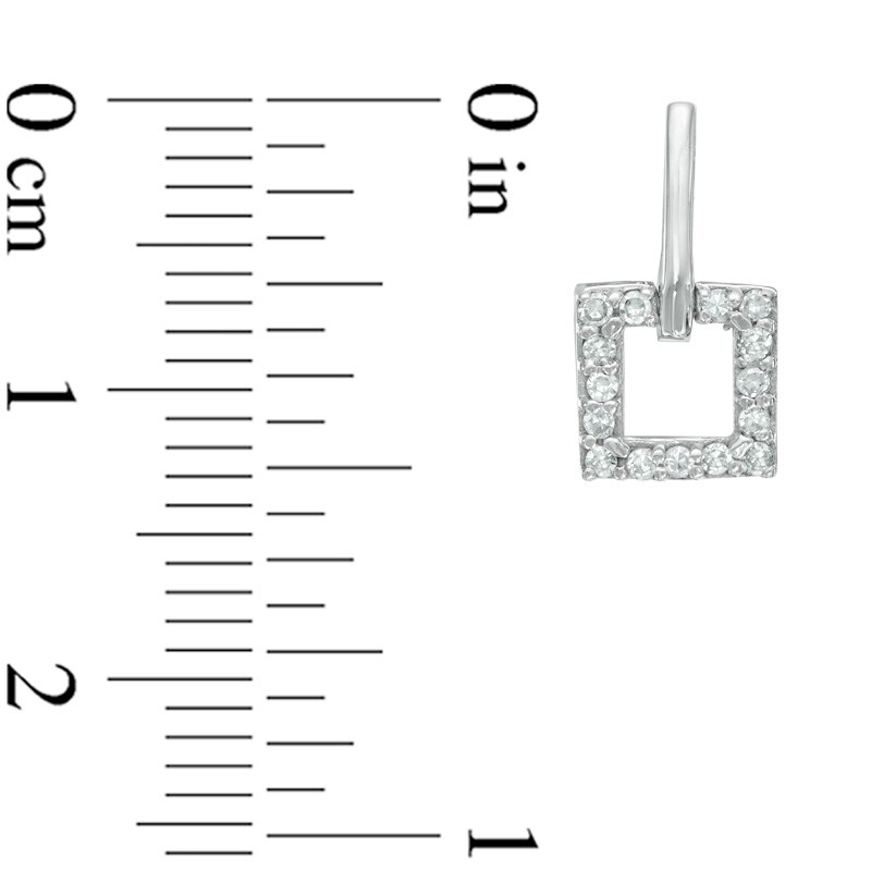 1/6 CT. T.W. Diamond Square Outline Drop Earrings in 14K White Gold