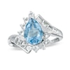 Thumbnail Image 0 of Pear-Shaped Blue Topaz Bypass Ring in 10K White Gold with White Topaz Accents