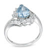 Thumbnail Image 1 of Pear-Shaped Blue Topaz Bypass Ring in 10K White Gold with White Topaz Accents