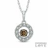 Thumbnail Image 1 of 1/3 CT. T.W. Champagne and White Diamond Frame Pendant in 10K White Gold