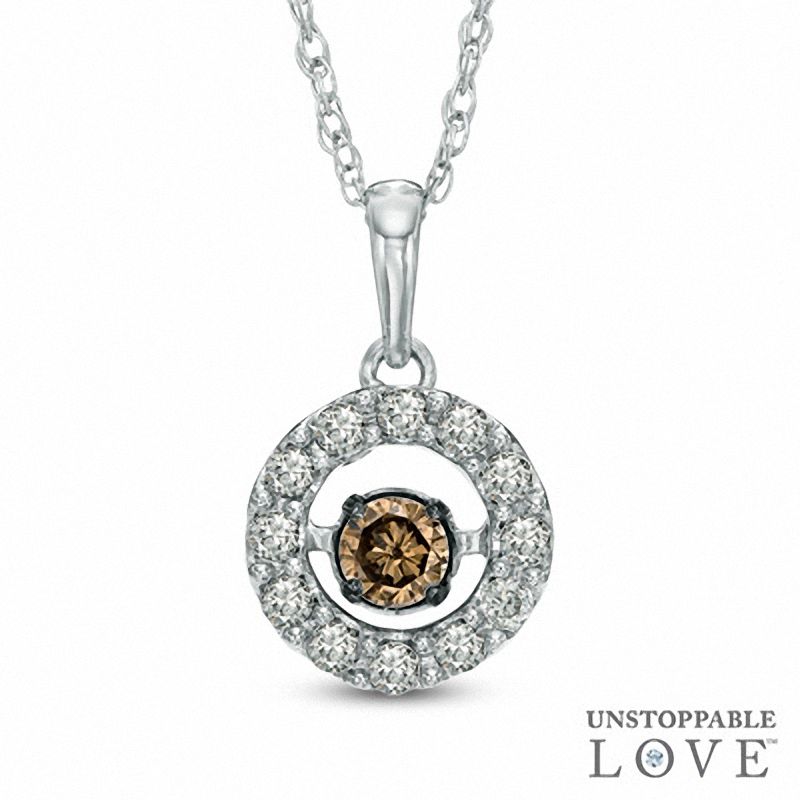 Main Image 1 of 1/3 CT. T.W. Champagne and White Diamond Frame Pendant in 10K White Gold