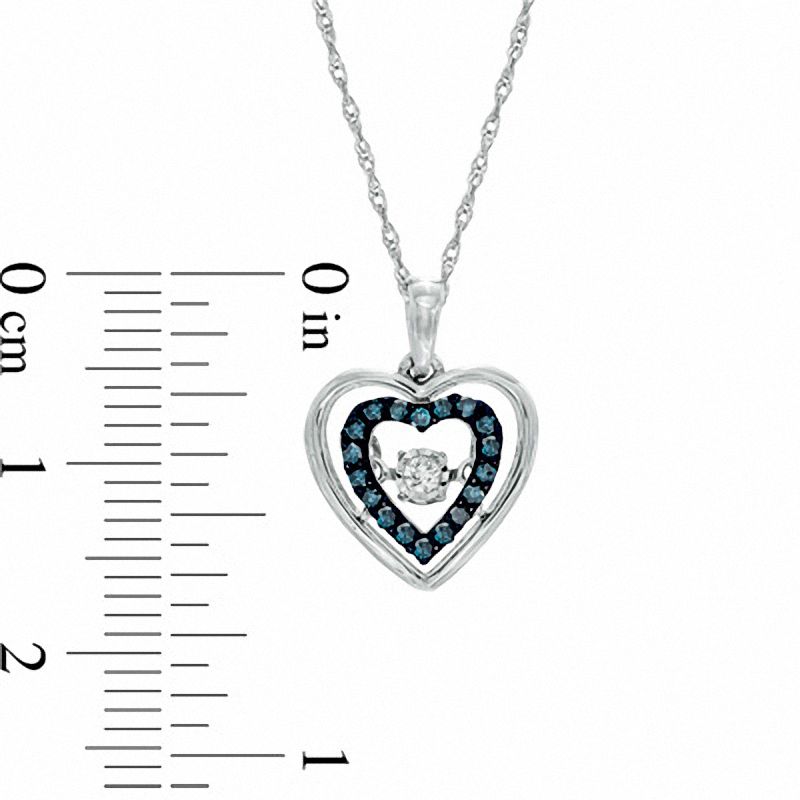 1/5 CT. T.W. Enhanced Blue and White Diamond Heart Pendant in 10K White Gold