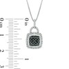 Thumbnail Image 2 of 1/3 CT. T.W. Enhanced Black and White Diamond Square Cluster Frame Buckle Drop Pendant in Sterling Silver