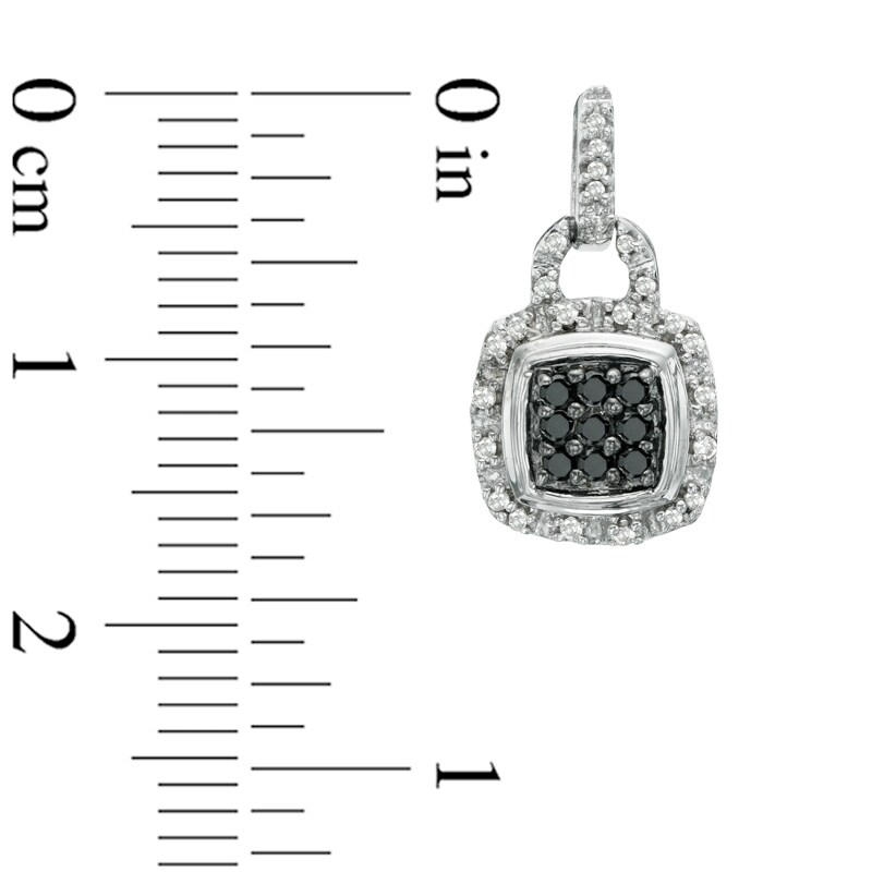 1/3 CT. T.W. Enhanced Black and White Diamond Square Cluster Frame Buckle Drop Earrings in Sterling Silver
