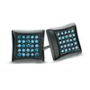 Thumbnail Image 1 of Men's 1/4 CT. T.W. Composite Enhanced Blue Diamond Square Stud Earrings in Black IP Stainless Steel