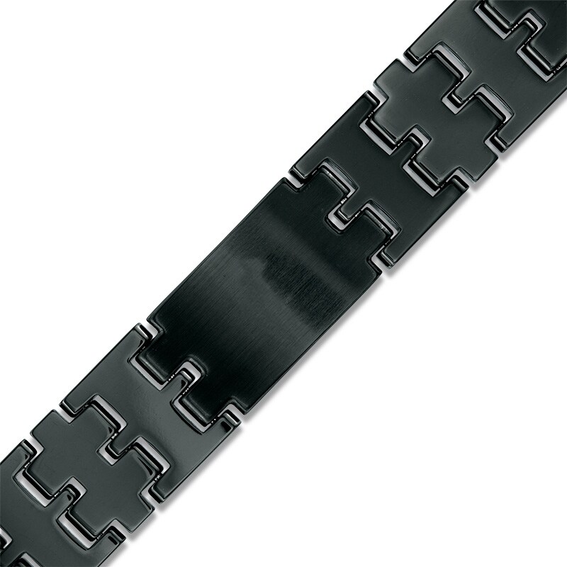 Main Image 2 of 1/2 CT. T.W. Enhanced Blue Diamond Bracelet in Black Tungsten and Stainless Steel - 8.5"