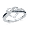 Thumbnail Image 1 of Enhanced Black and White Diamond Accent Swirled Heart Ring in Sterling Silver