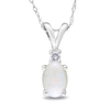 Thumbnail Image 0 of Oval Opal and Diamond Accent Pendant in 10K White Gold - 17"