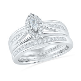 1/2 CT. T.W. Marquise Diamond Frame Bridal Set in 10K White Gold