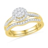 Thumbnail Image 1 of 1/2 CT. T.W. Diamond Cluster Frame Bridal Set in 10K Gold