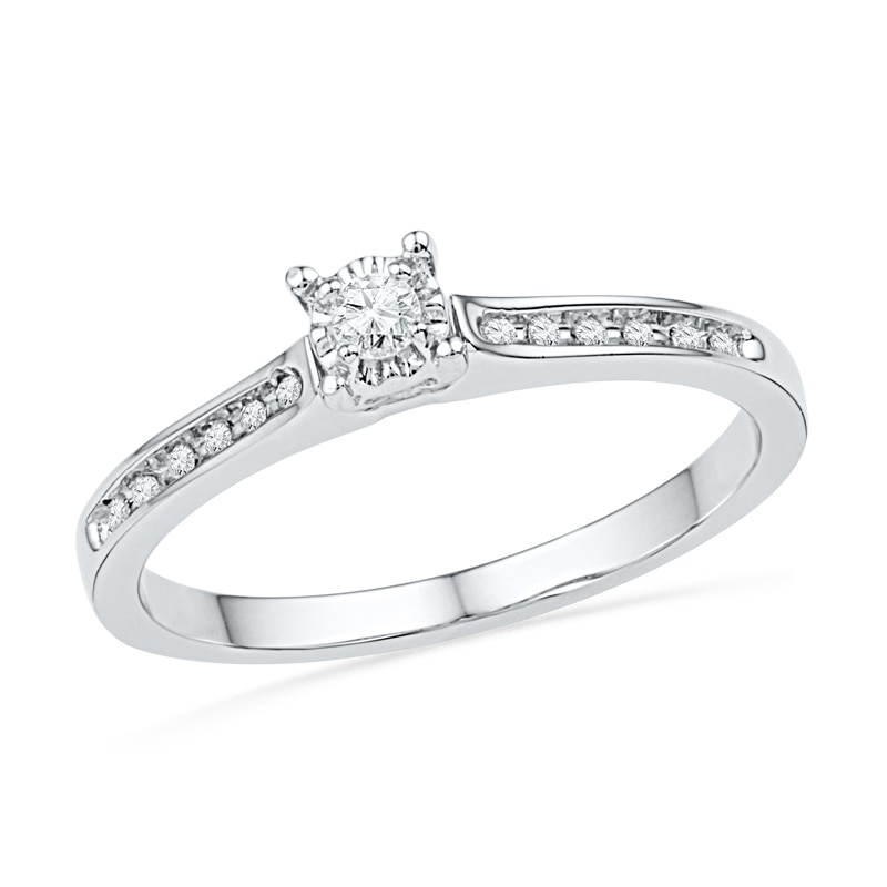 1/10 CT. T.W. Diamond Promise Ring in 10K White Gold