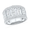 Thumbnail Image 1 of 1 CT. T.W. Baguette and Round Diamond Multi-Row Band in 10K White Gold