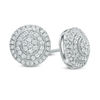 1/2 CT. T.W. Multi-Diamond Layered Circle Stud Earrings in 10K White Gold