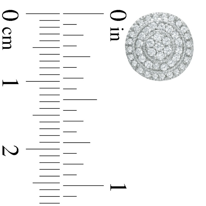 Main Image 2 of 1/2 CT. T.W. Multi-Diamond Layered Circle Stud Earrings in 10K White Gold