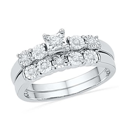 1/6 CT. T.W. Diamond Bubble Bridal Set in Sterling Silver