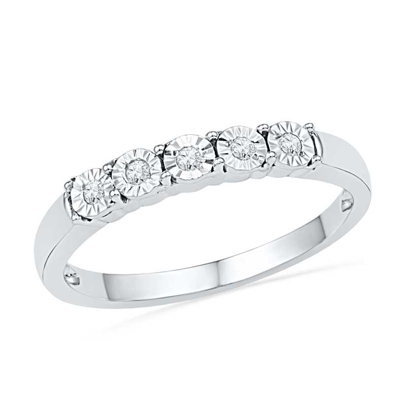 Main Image 3 of 1/6 CT. T.W. Diamond Bubble Bridal Set in Sterling Silver