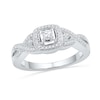 Thumbnail Image 0 of 1/4 CT. T.W. Diamond Cushion Frame Twist Shank Promise Ring in Sterling Silver