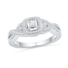 Thumbnail Image 1 of 1/4 CT. T.W. Diamond Cushion Frame Twist Shank Promise Ring in Sterling Silver