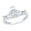 Thumbnail Image 1 of 1/10 CT. T.W. Diamond Claddagh Ring in Sterling Silver