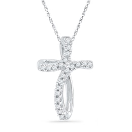 Diamond Accent Loop Cross Pendant in 10K White Gold