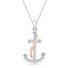 Thumbnail Image 1 of 1/10 CT. T.W. Diamond Anchor Pendant in Sterling Silver and 10K Rose Gold