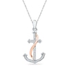 Thumbnail Image 0 of 1/10 CT. T.W. Diamond Anchor Pendant in Sterling Silver and 10K Rose Gold