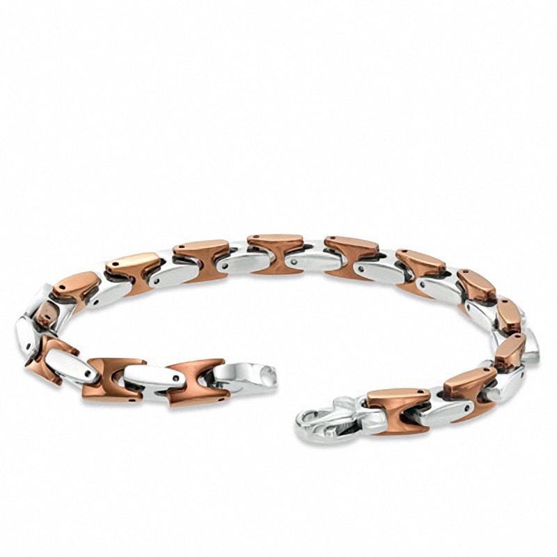 Men's Necklace and Bracelet Set in Two-Tone Stainless Steel - 24"